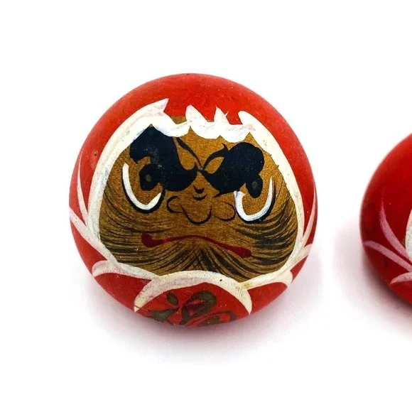 Japanese Daruma Kokeshi Doll Hand Painted Wooden Set of 6 Red - Picture 2 of 14